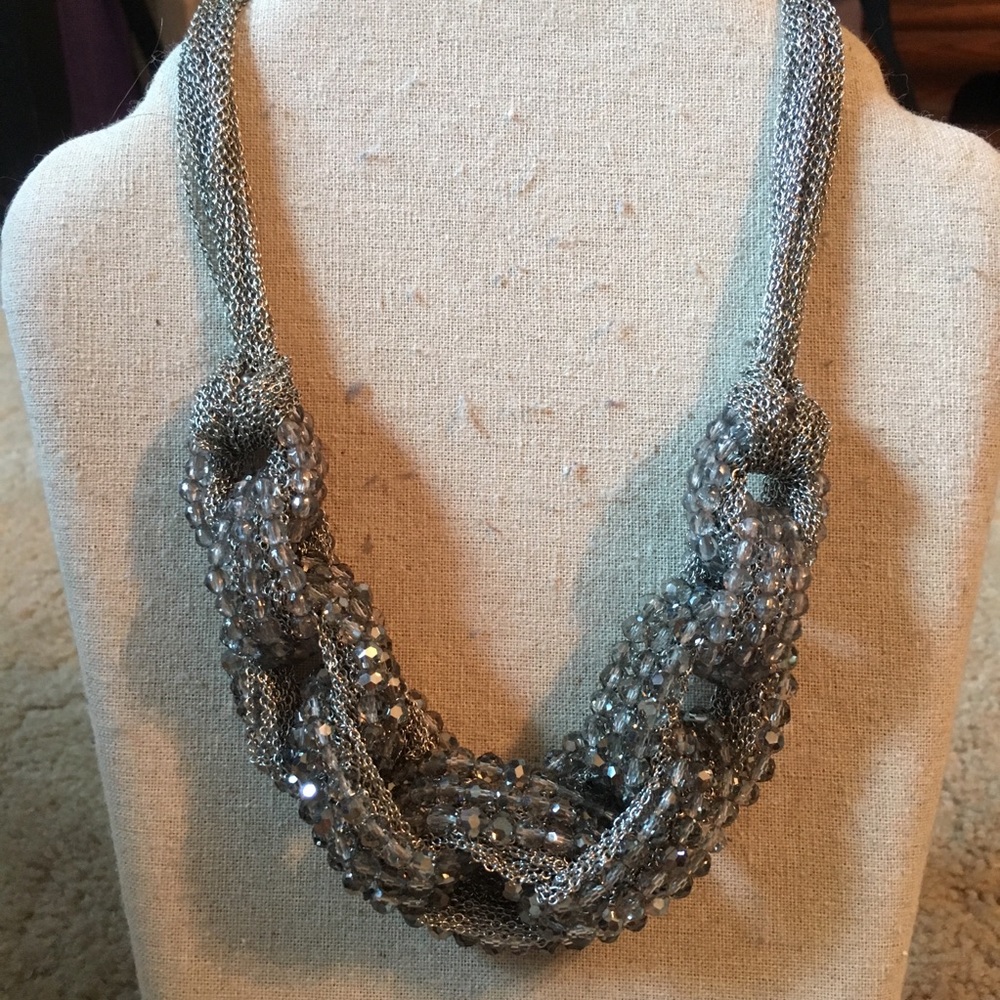 Banana Republic silver crystal statement necklace